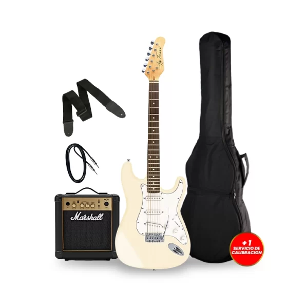 PACK08 + JAY TURSER JT-300-IV GUITARRA ELECTRICA  + MARSHALL MG10G-E; MG10G-E 10W COMBO + FUNDA , CABLE , CORREA + 1 SERVICIO DE CALIBRACION