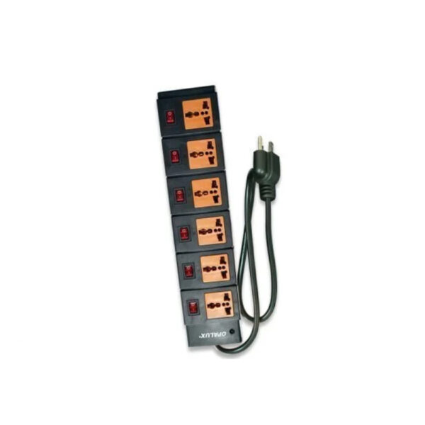 OPALUX 14-540B Supresor de pico 6 tomas múltiples con interruptor y 3 m color negro enchufe trifásico CJX24 16 AWG