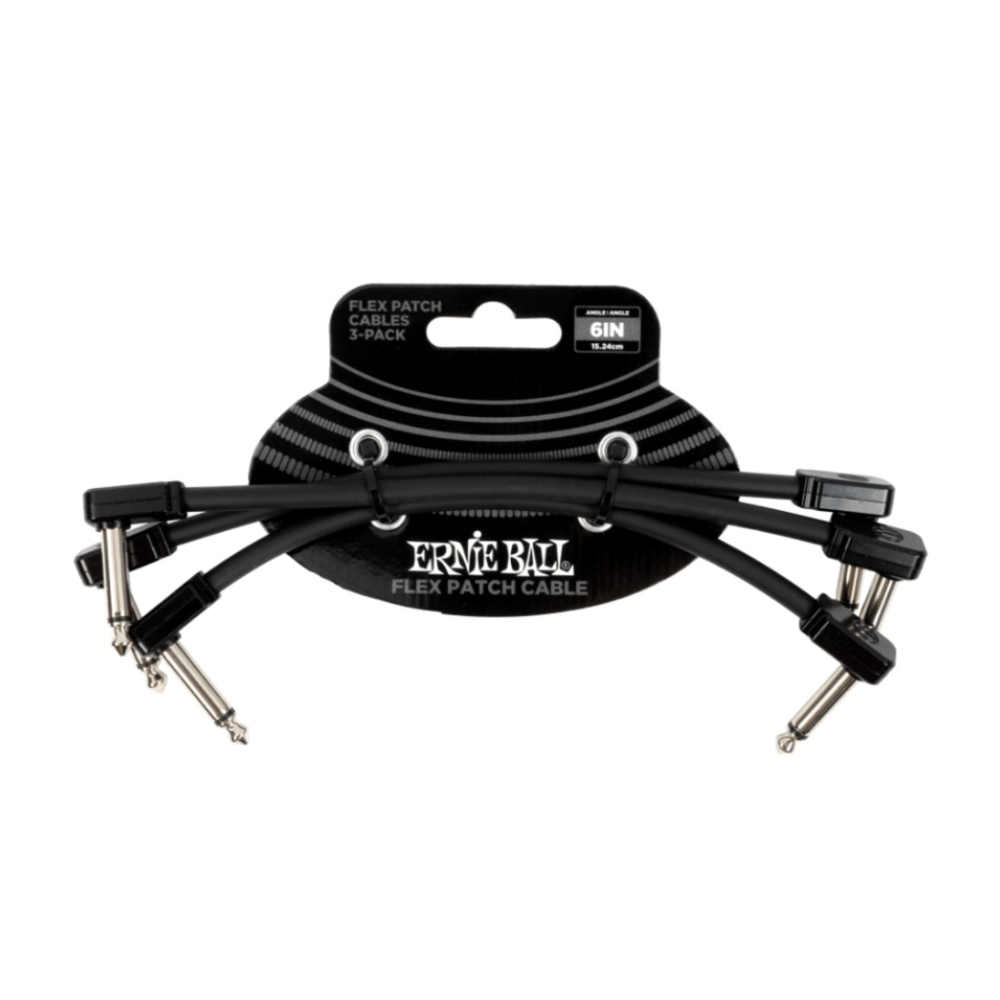 ERNIE BALL P06444 PATCH CABLE FLEX 6'' BLACK PACK X3