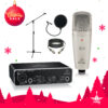 BEHRINGER UMC22 INTERFAZ  BEHRINGER C1 MICROFONO CONDENSADOR (ATRIL DE MICROFONO , POPFILTER , CABLE 2M)