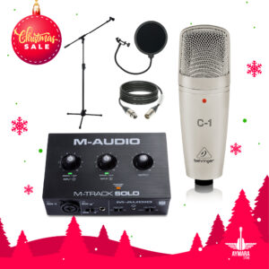M AUDIO M TRACK SOLO II INTERFAZ  BEHRINGER C1 MICROFONO CONDENSADOR (ATRIL DE MICROFONO , POPFILTER , CABLE 2M)