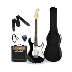 YAMAHA PACIFICA 012 BLACK + MARSHALL MG10 AMPLIFICADOR DE 10W (INCLUYE ACCESORIOS: FUNDA, CABLE, CORREA, PUA)