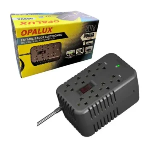 OPALUX OP-8R900V/CJ12 ESTABILIZADOR ELECTRÓNICO DE VOLTAJE AUTOMÁTICO AVR 900VA/450W 8 SALIDAS
