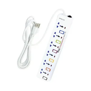 OPALUX OP-E106T/CJ30 SUPRESOR DE PICO 6 TOMAS INDIVIDUALES10AMP 2500W CABLE 3MTS BLANCO